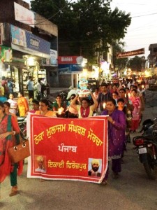 Candle march by contrctual employees