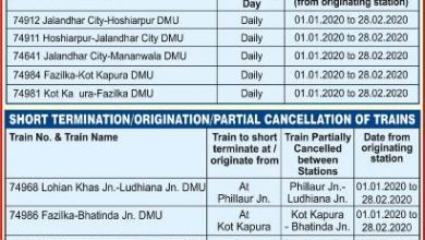 Indian Railways cancels 10 trains between Jan.1 to Feb.28, 2020