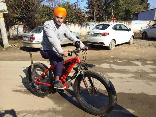 Ferozepur youth designed eye-catching cycle to  give message to reduce pollution in air