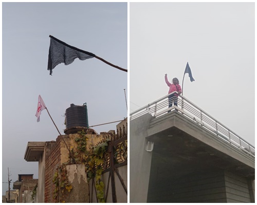 KMSC expresses resentment over 3 Farm Laws, hoist black flags atop roofs