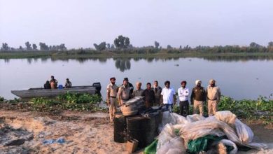 Excise and Police teams jointly recovered and destroyed 23,000 ltrs ‘lahan’ on the spot