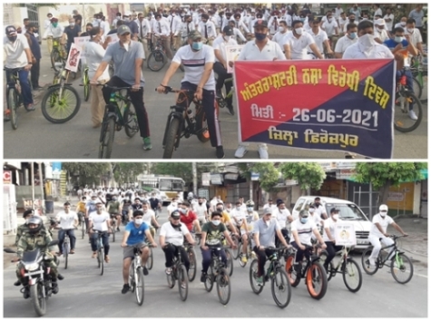 Cycle Rally in Ferozepur on Int’l Anti Drug Day to sensitize people to make drug free world