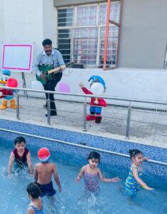 In scorching heat, little ones enjoy Musical Pool Party at Dass and Brown School in Ferozepur