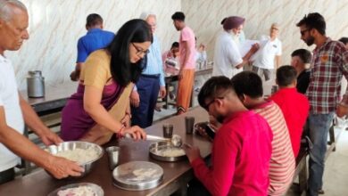 CJM visits Home for Blind, tastes and serves cooked food to inmates