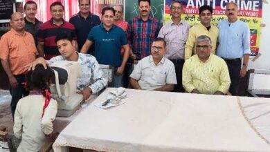 टीम ऐंटी क्राईम ऐंटी नारकोटिक्स इंडिया विंग की ओर से लगाया गया आई चैकअप कैंप