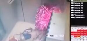 Amateur thieves? Thieve uses gas cutter to cut open ATM machine catches fire