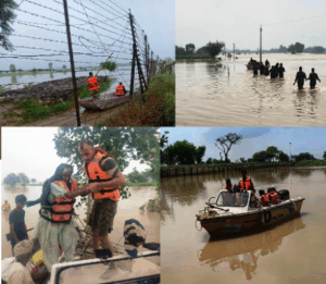 बी एस एफ ने सीमा की बाड और सतलुज की बाढ़, दोनों को एक साथ संभाला